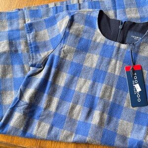 Toobydoo Checkered Blue and Gray Dress